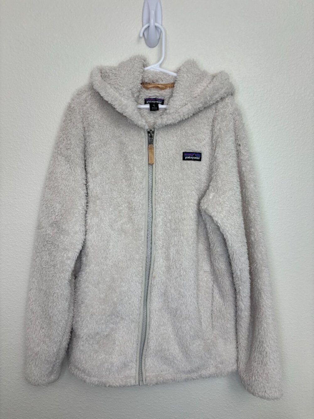 Patagonia Girls Lost Gatos Full Zip Hooded Jacket Hoodie Cream XL